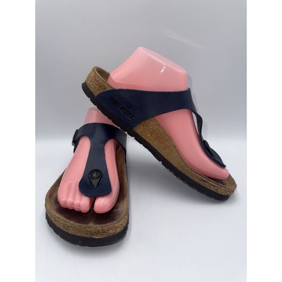 Birkenstock Sandals Womens 39 Blue Gizeh Birko-Flor Slip On Thong Shoes - Picture 3 of 11